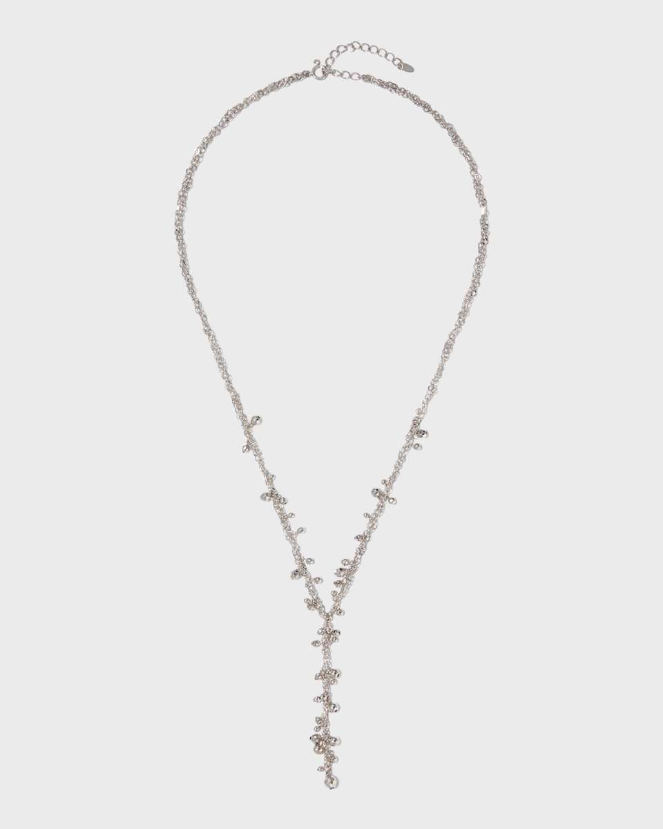 Platinum Beaded Y-Drop Necklace